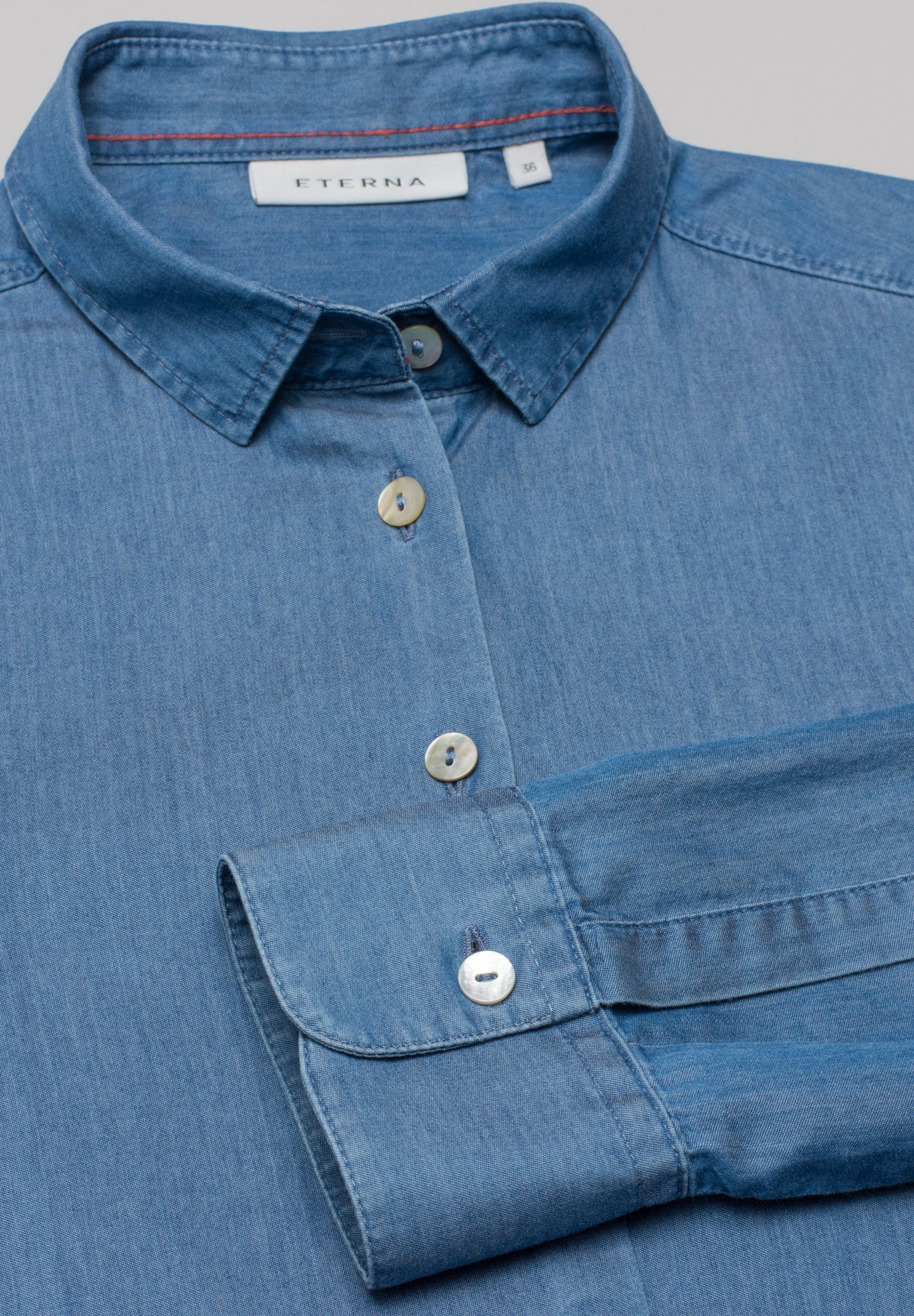 ETERNA CLASSIC FIT Langarm Bluse - Indigo Drift Blue - 5547-16-D935