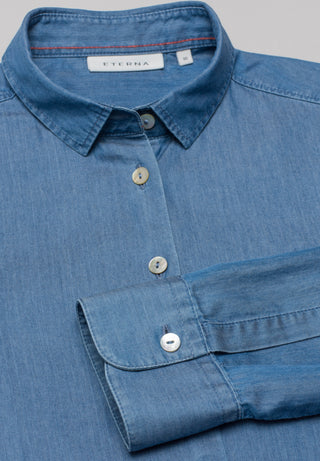 ETERNA CLASSIC FIT Langarm Bluse - Indigo Drift Blue - 5547-16-D935