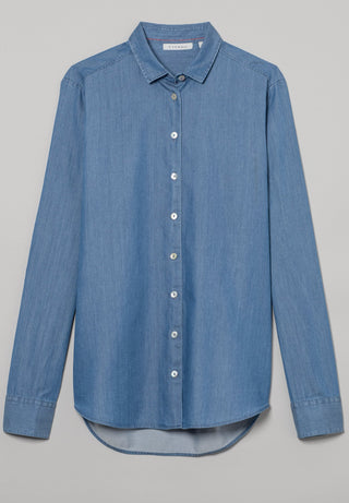 ETERNA CLASSIC FIT Langarm Bluse - Indigo Drift Blue - 5547-16-D935