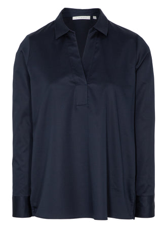 ETERNA CLASSIC FIT Bluse - Midnight Satin Blue - 5585-19-D958