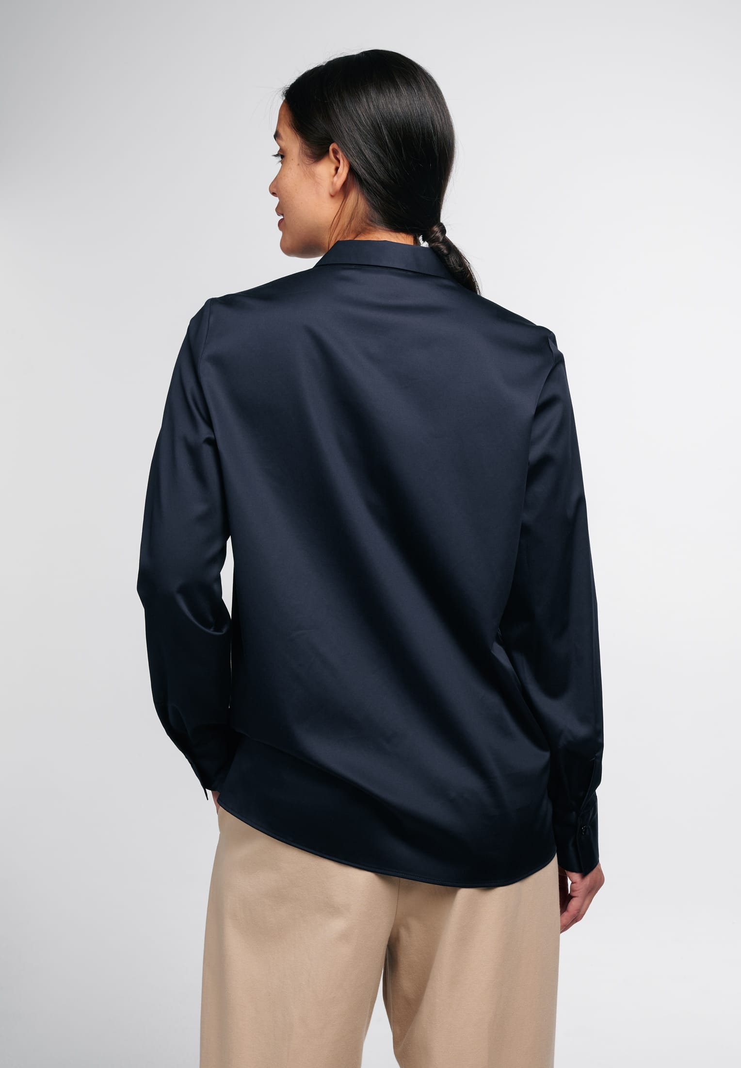 ETERNA CLASSIC FIT Bluse - Midnight Satin Blue - 5585-19-D958 von Eterna