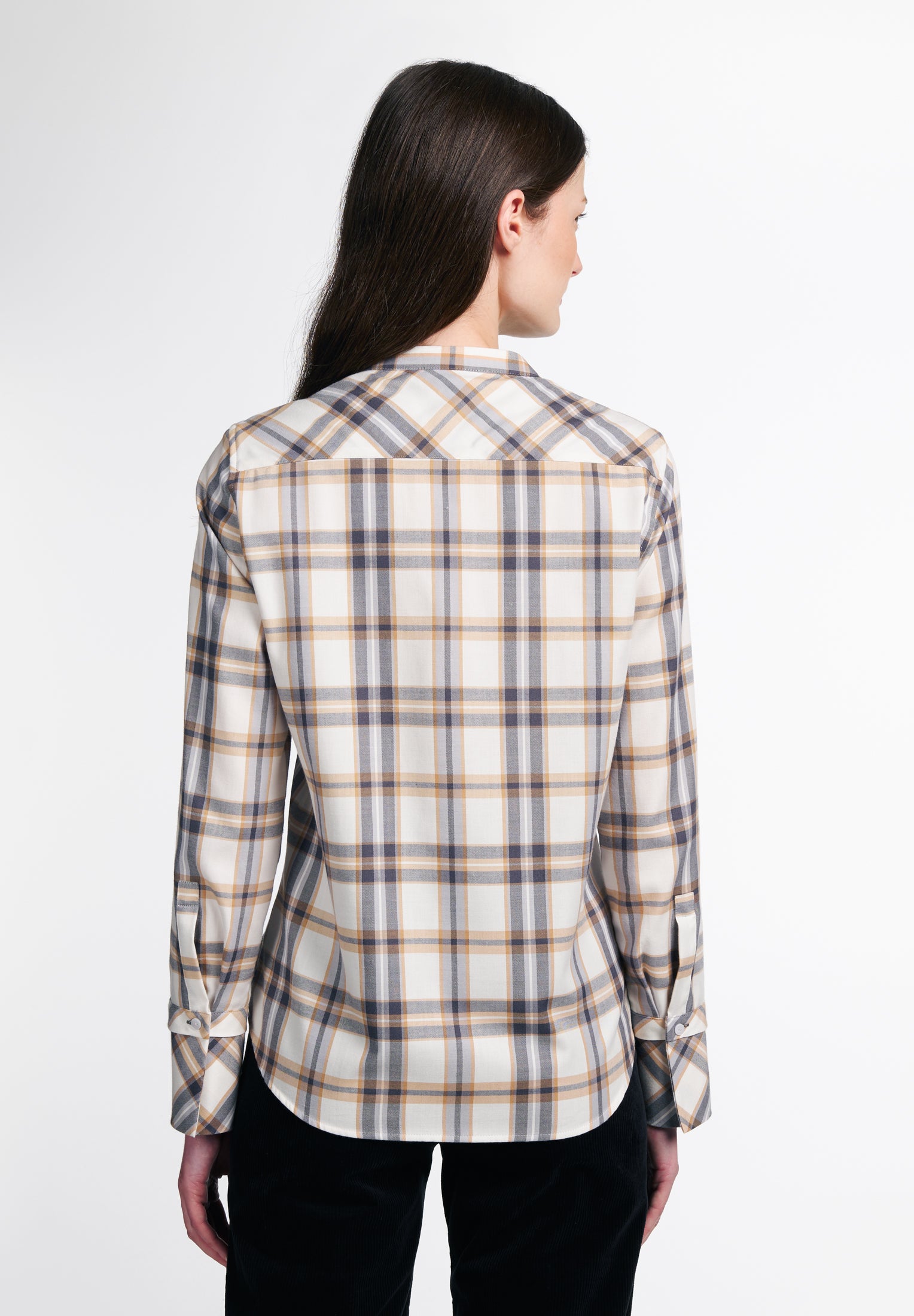ETERNA CLASSIC FIT Langarm Bluse - Golden Sand Plaid - 6006-20-D01F von Eterna