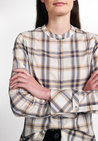 ETERNA CLASSIC FIT Langarm Bluse - Golden Sand Plaid - 6006-20-D01F