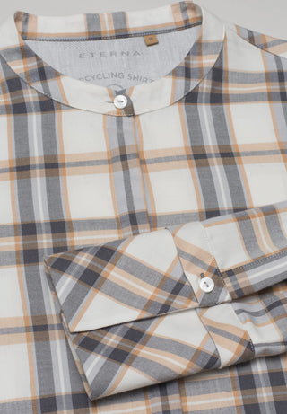 ETERNA CLASSIC FIT Langarm Bluse - Golden Sand Plaid - 6006-20-D01F