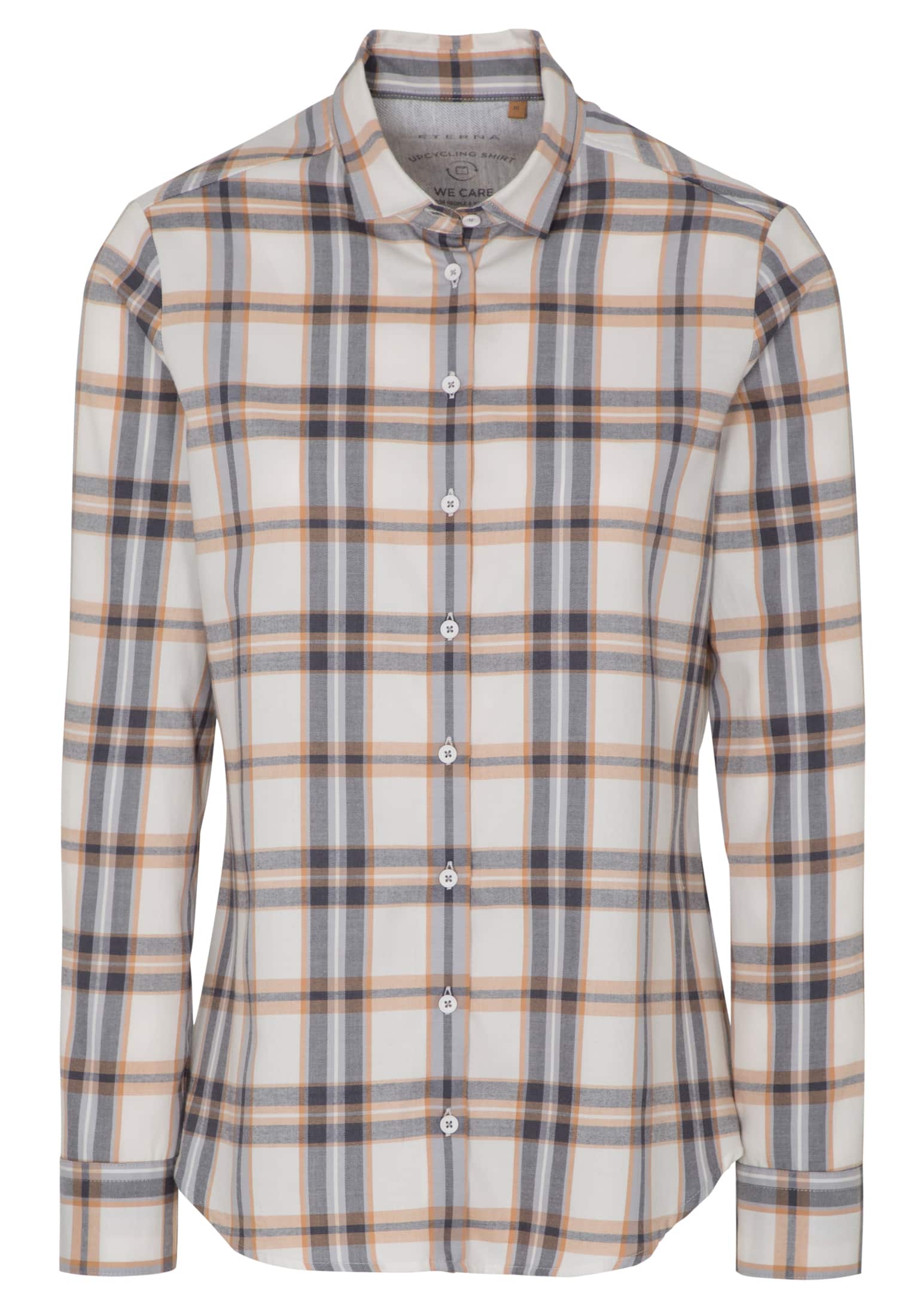 ETERNA Classic Fit Langarm Bluse - Honey Oat Plaid - 6006-20-D935