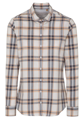 ETERNA Classic Fit Langarm Bluse - Honey Oat Plaid - 6006-20-D935