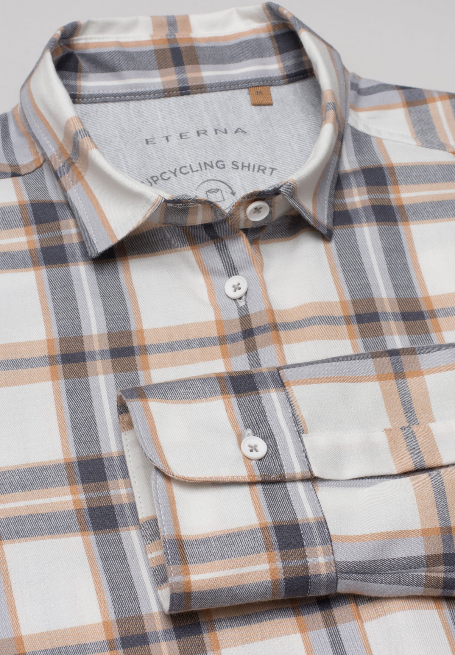 ETERNA Classic Fit Langarm Bluse - Honey Oat Plaid - 6006-20-D935 von Eterna