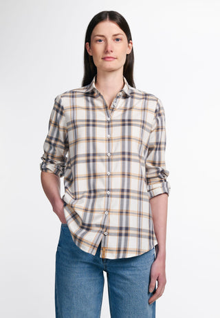 ETERNA Classic Fit Langarm Bluse - Honey Oat Plaid - 6006-20-D935