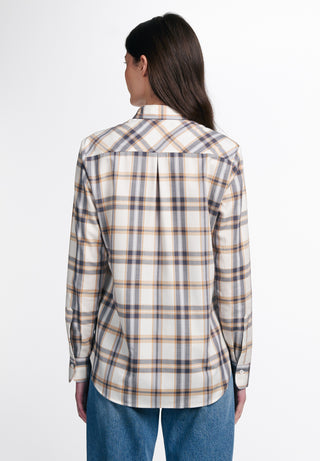 ETERNA Classic Fit Langarm Bluse - Honey Oat Plaid - 6006-20-D935