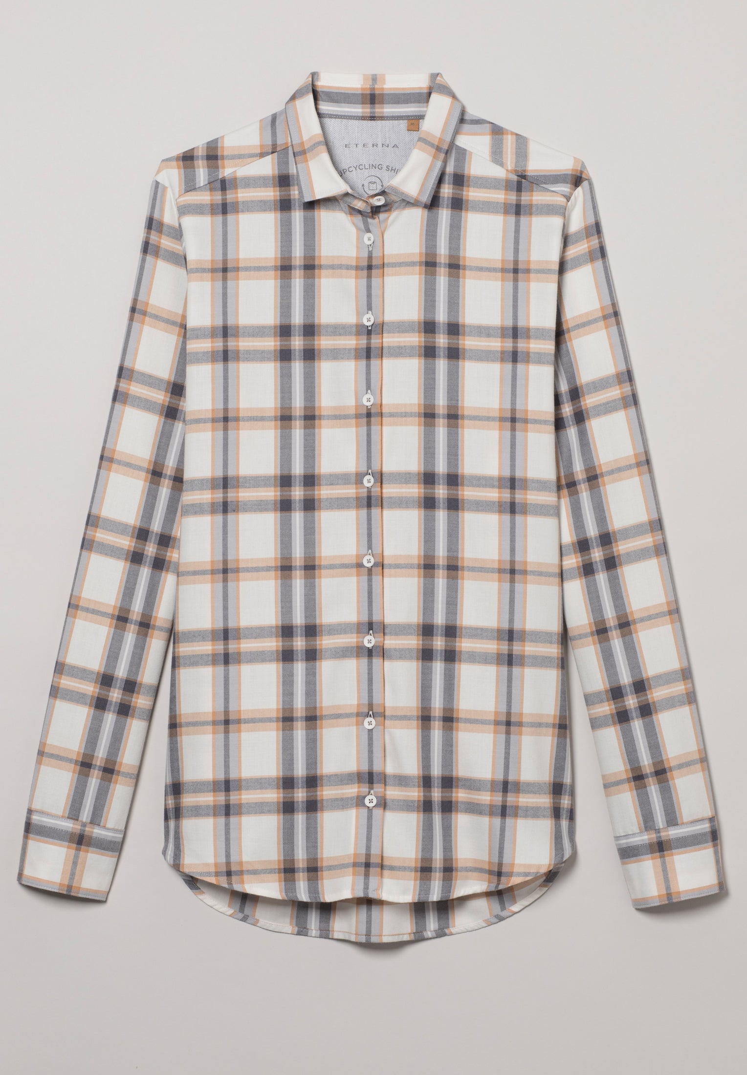 ETERNA Classic Fit Langarm Bluse - Honey Oat Plaid - 6006-20-D935