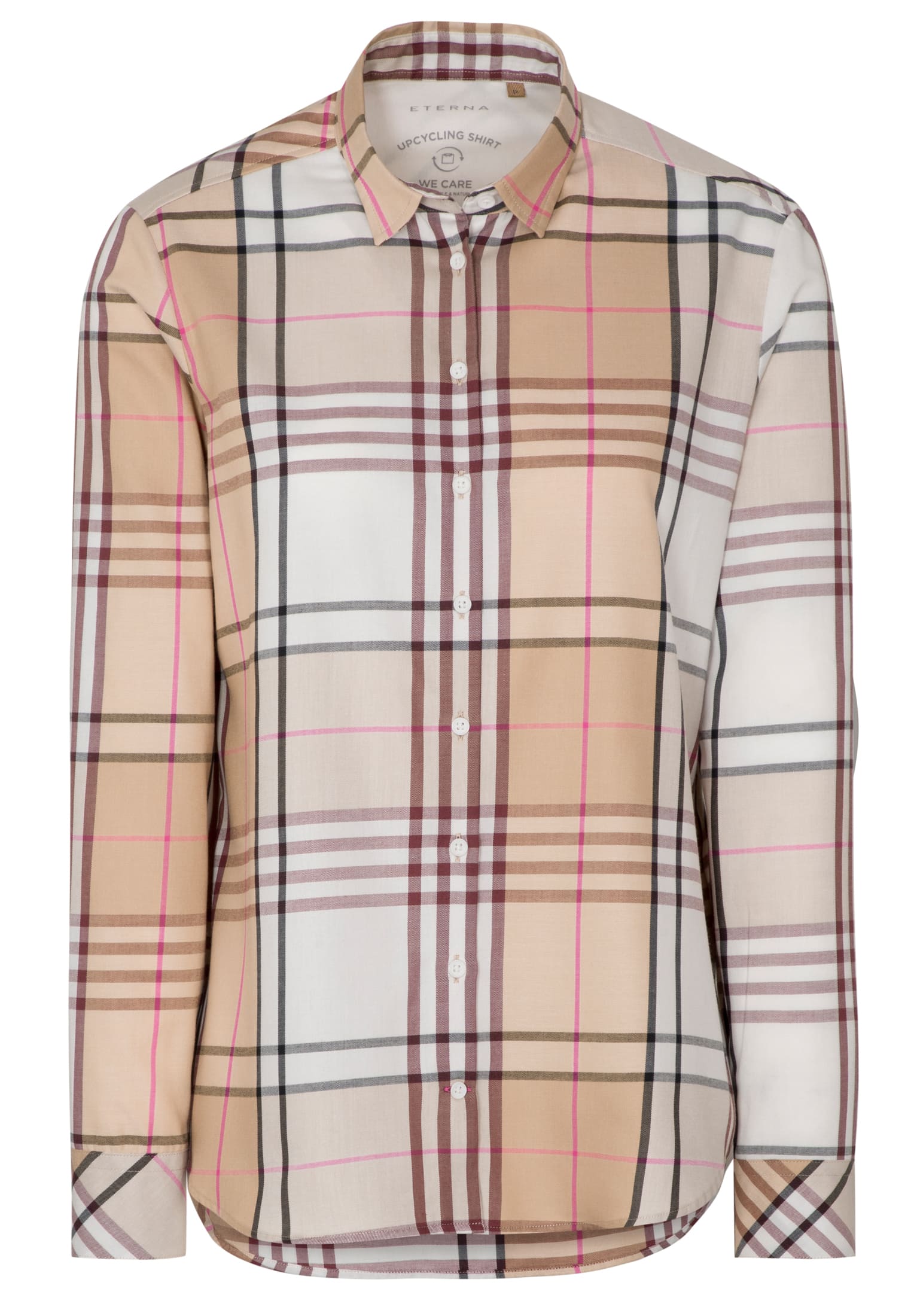 ETERNA UPCYCLING Classic Fit Bluse - Desert Blush Tartan - 6321-23-D935