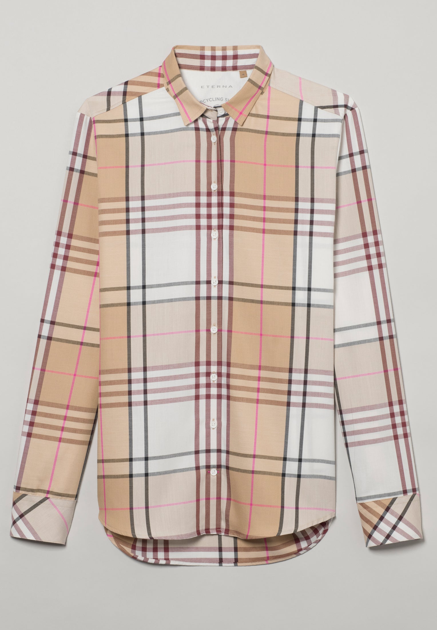 ETERNA UPCYCLING Classic Fit Bluse - Desert Blush Tartan - 6321-23-D935 von Eterna