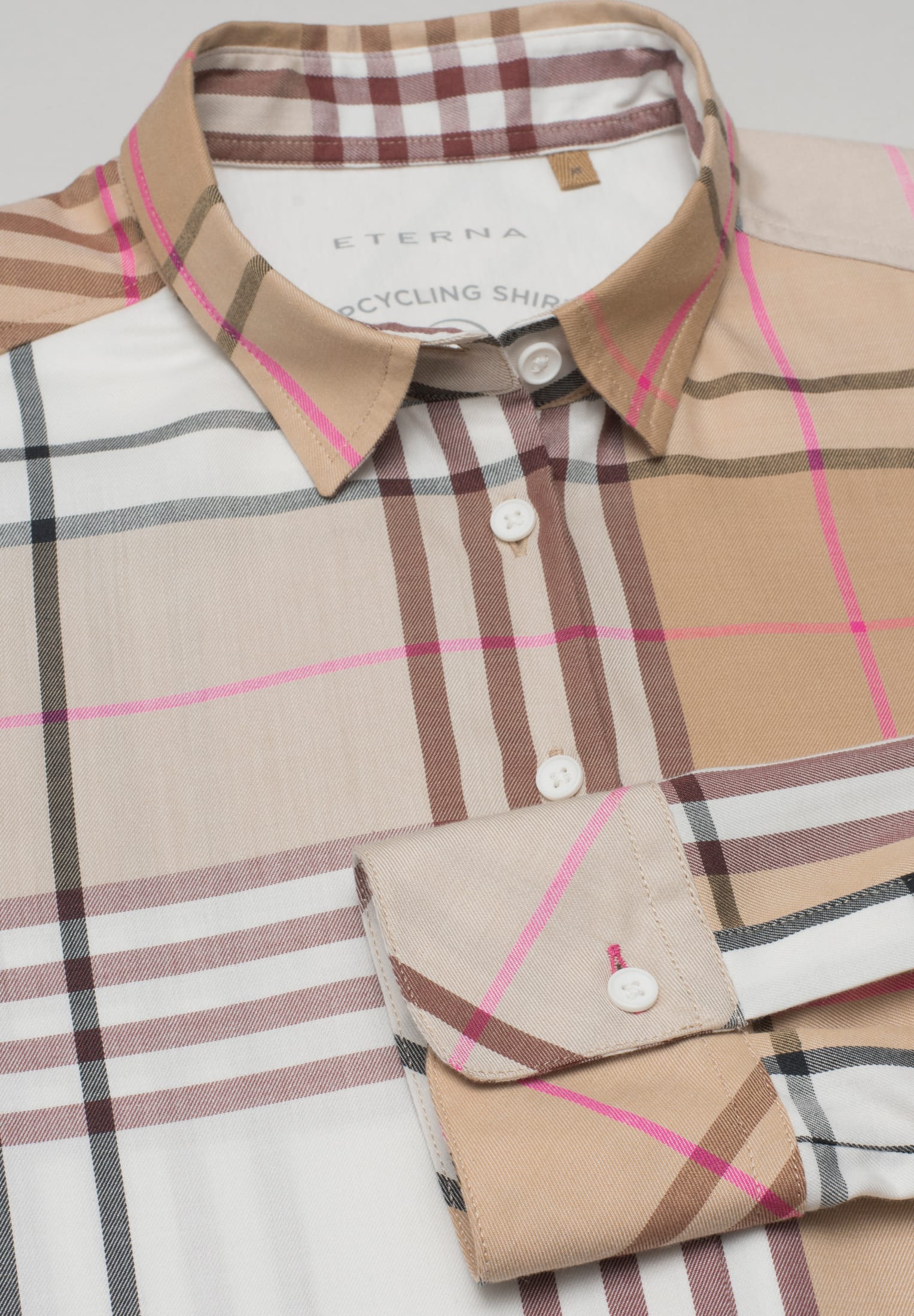 ETERNA UPCYCLING Classic Fit Bluse - Desert Blush Tartan - 6321-23-D935 von Eterna