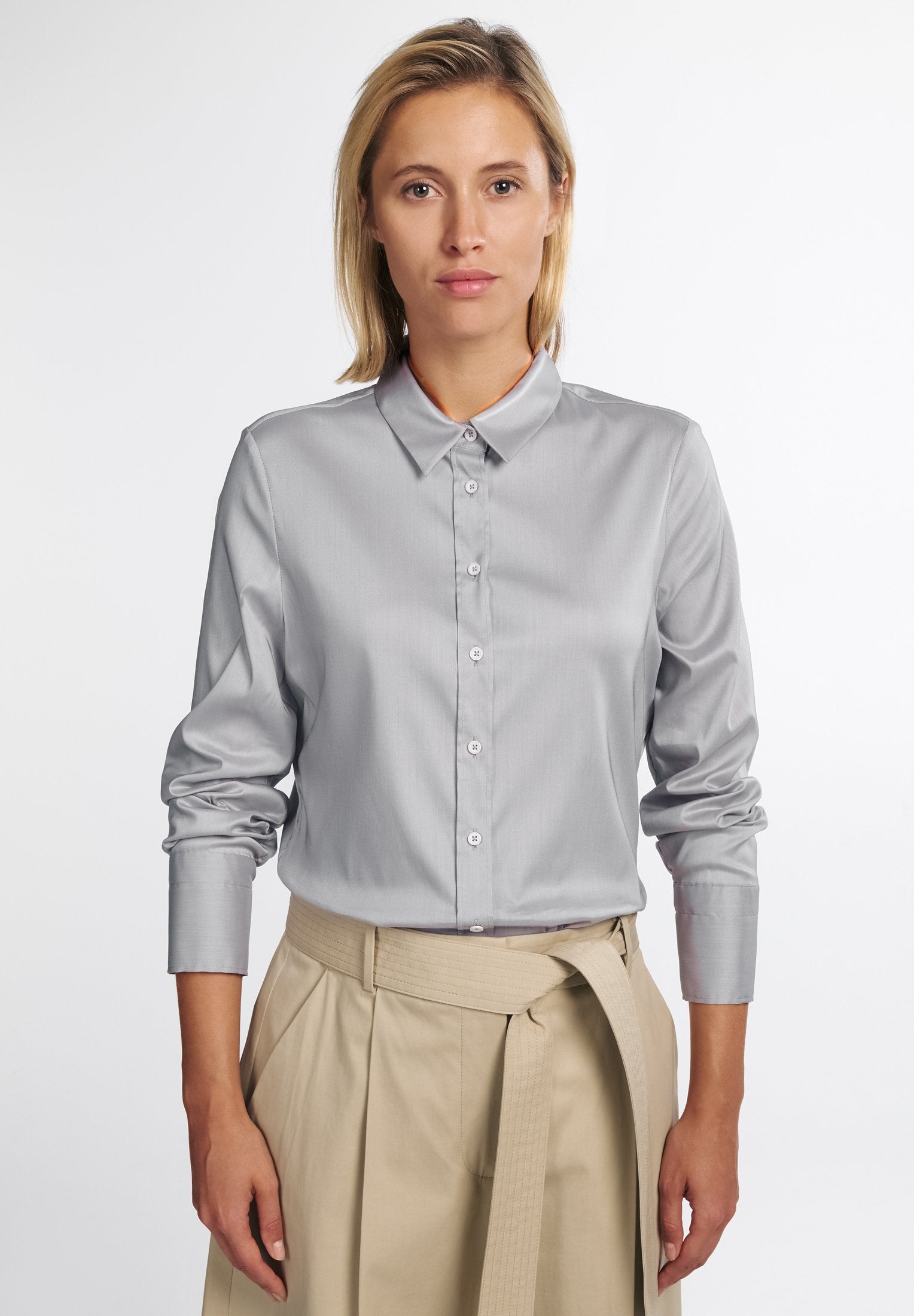 ETERNA FITTED Performance Shirt Langarm Bluse - Misty Steel Blue - 5377-32-DF04