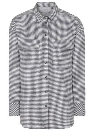 ETERNA CLASSIC FIT Langarm Bluse - Silver Houndstooth Mist - 6024-33-D973