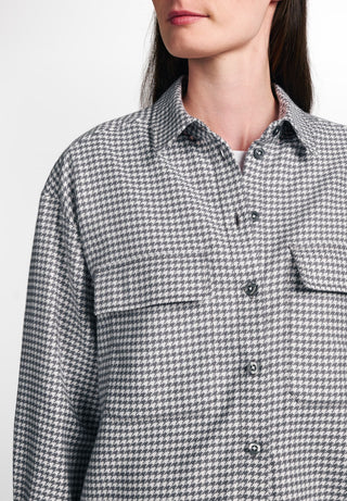 ETERNA CLASSIC FIT Langarm Bluse - Silver Houndstooth Mist - 6024-33-D973