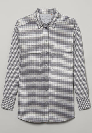 ETERNA CLASSIC FIT Langarm Bluse - Silver Houndstooth Mist - 6024-33-D973