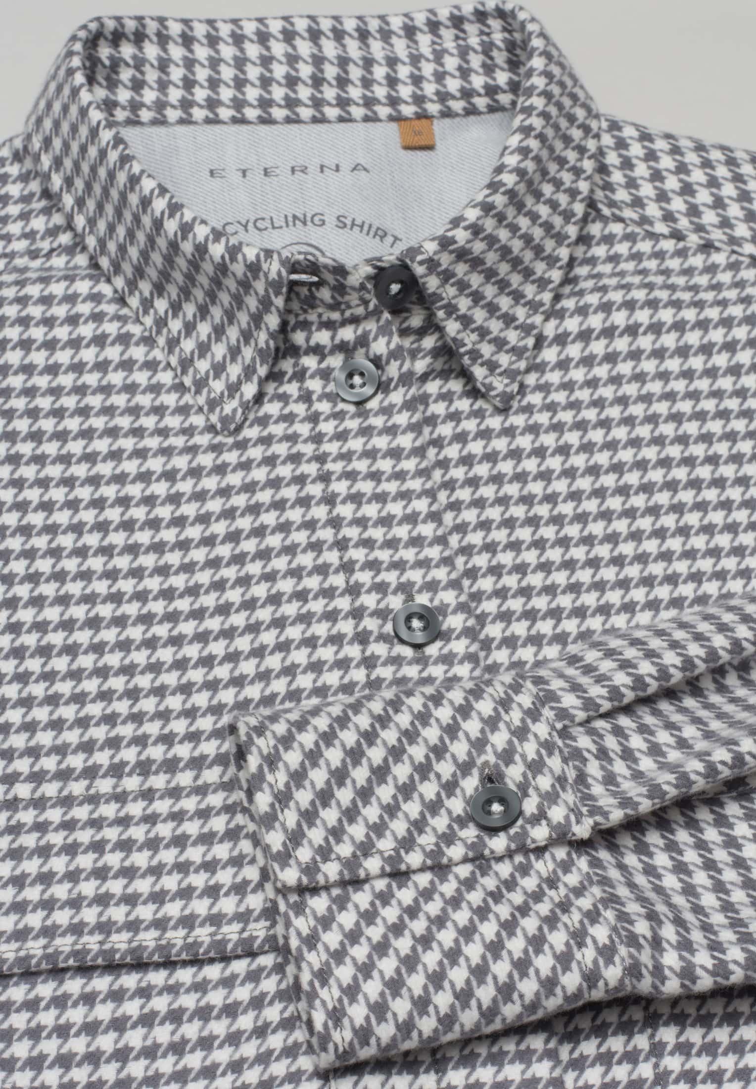 ETERNA CLASSIC FIT Langarm Bluse - Silver Houndstooth Mist - 6024-33-D973 von Eterna