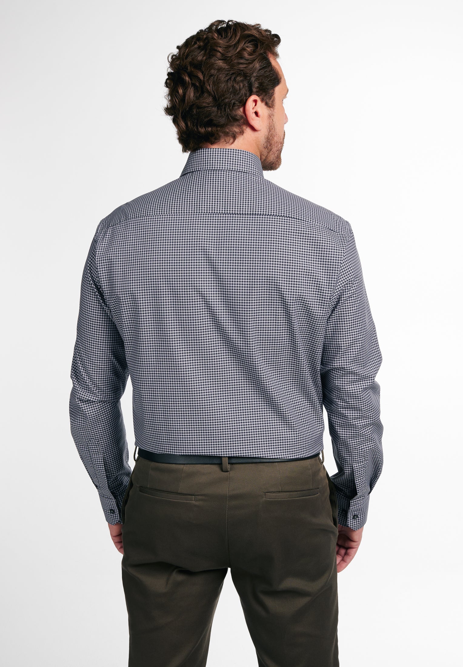 ETERNA COMFORT FIT Langarm Hemd - Midnight Gingham Grey - 8918-35-E144 von Eterna