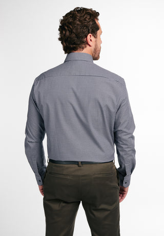 ETERNA COMFORT FIT Langarm Hemd - Midnight Gingham Grey - 8918-35-E144