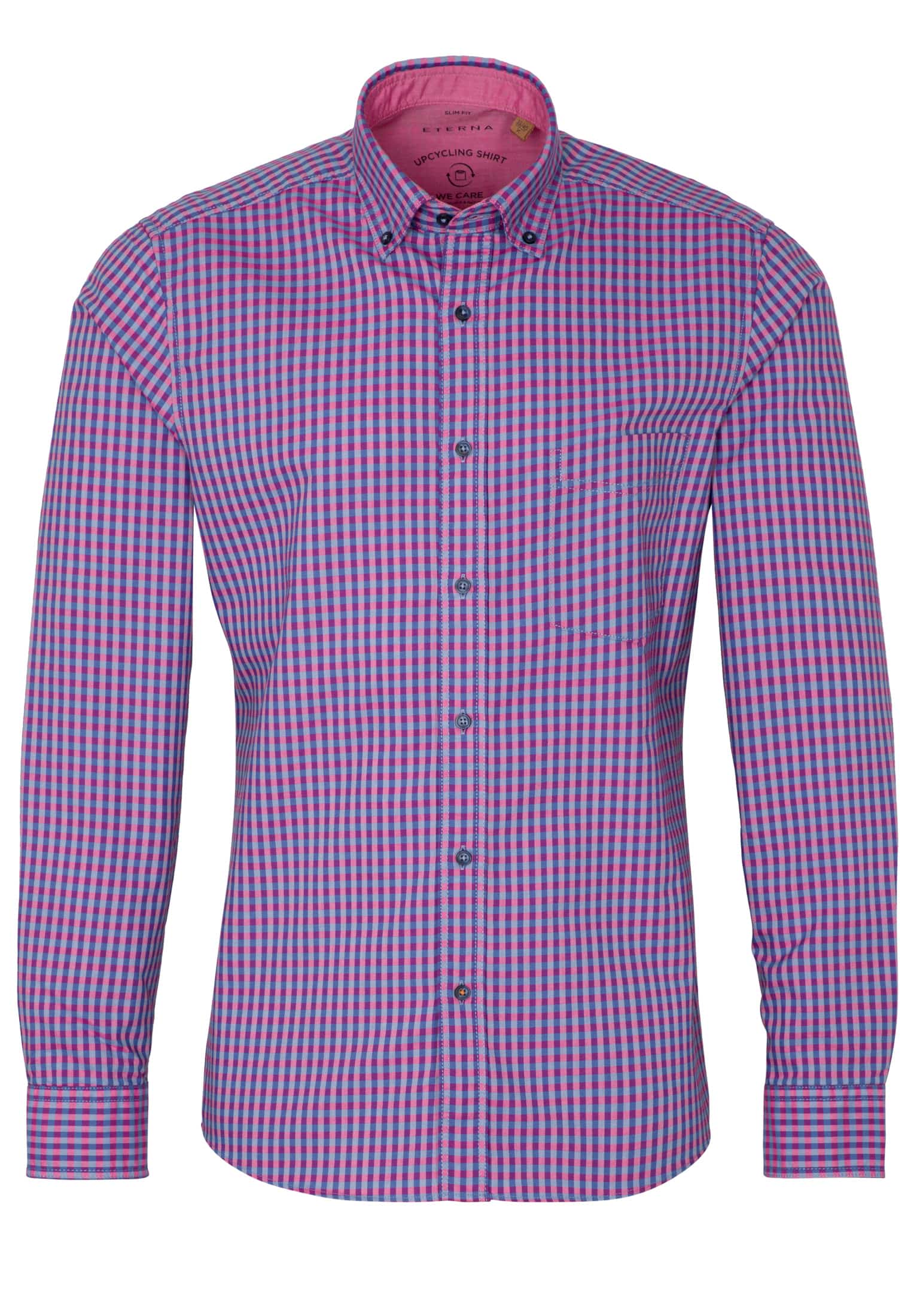 ETERNA SLIM FIT Langarm Hemd - Raspberry Blue Check - 2478-54-MS5B