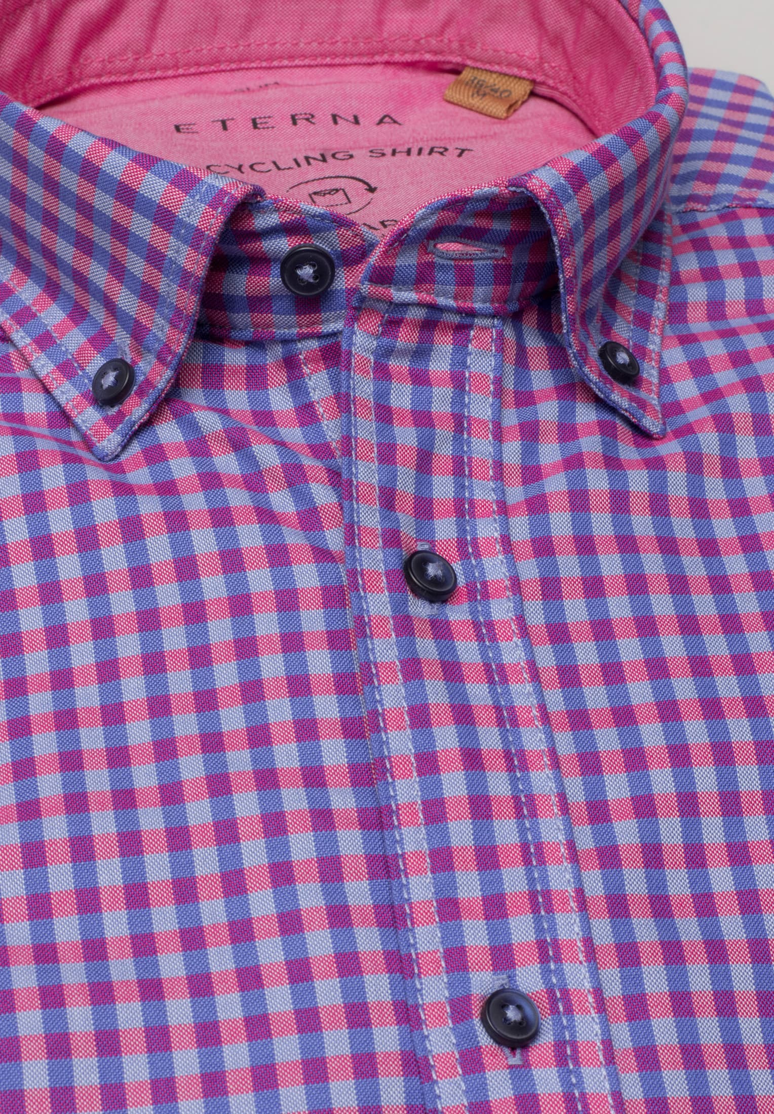 ETERNA SLIM FIT Langarm Hemd - Raspberry Blue Check - 2478-54-MS5B von Eterna