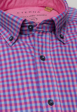 ETERNA SLIM FIT Langarm Hemd - Raspberry Blue Check - 2478-54-MS5B