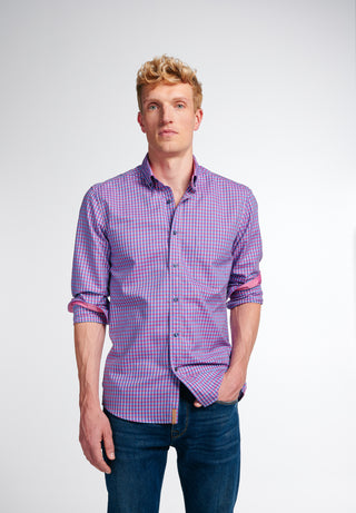 ETERNA SLIM FIT Langarm Hemd - Raspberry Blue Check - 2478-54-MS5B