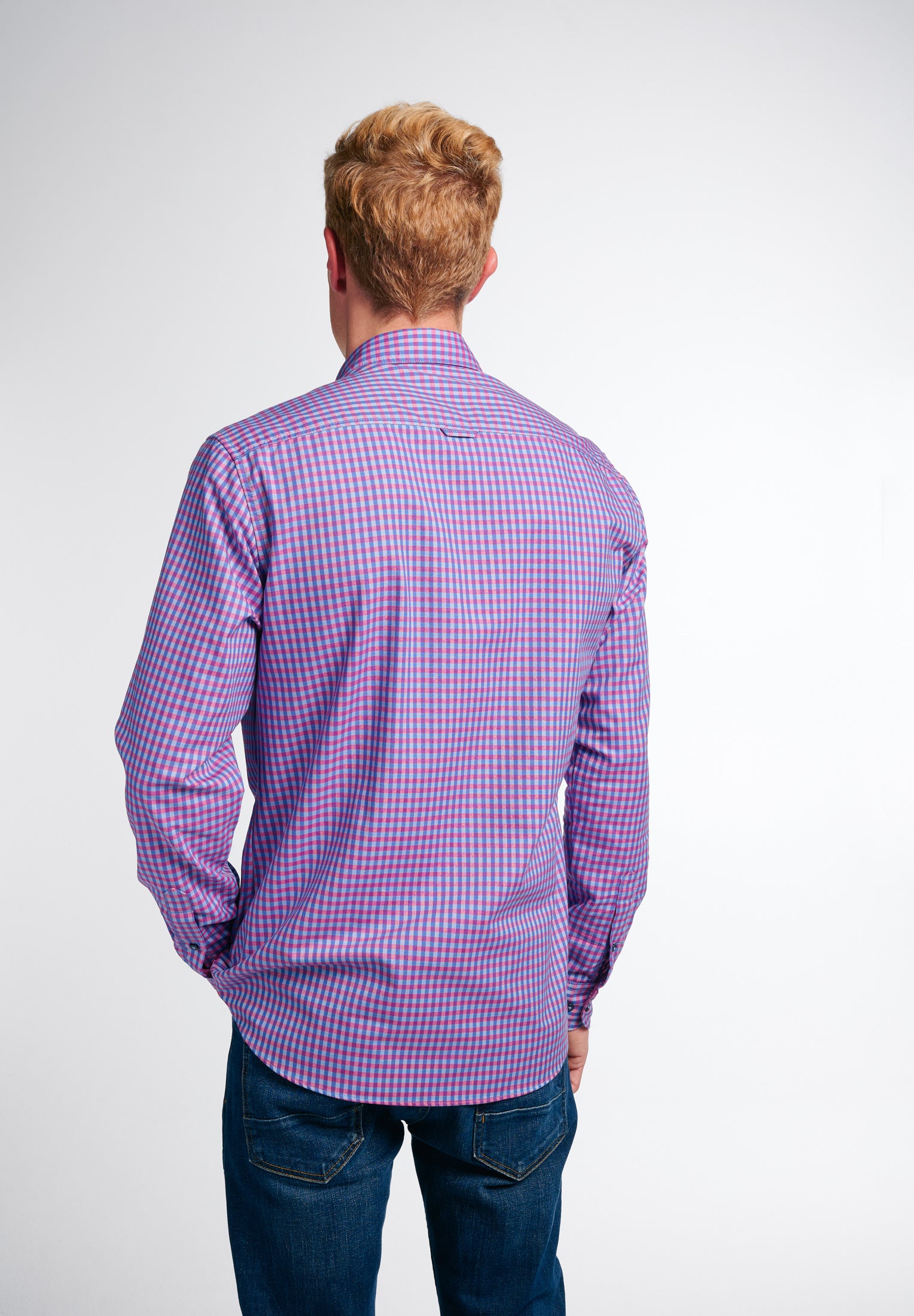 ETERNA SLIM FIT Langarm Hemd - Raspberry Blue Check - 2478-54-MS5B von Eterna