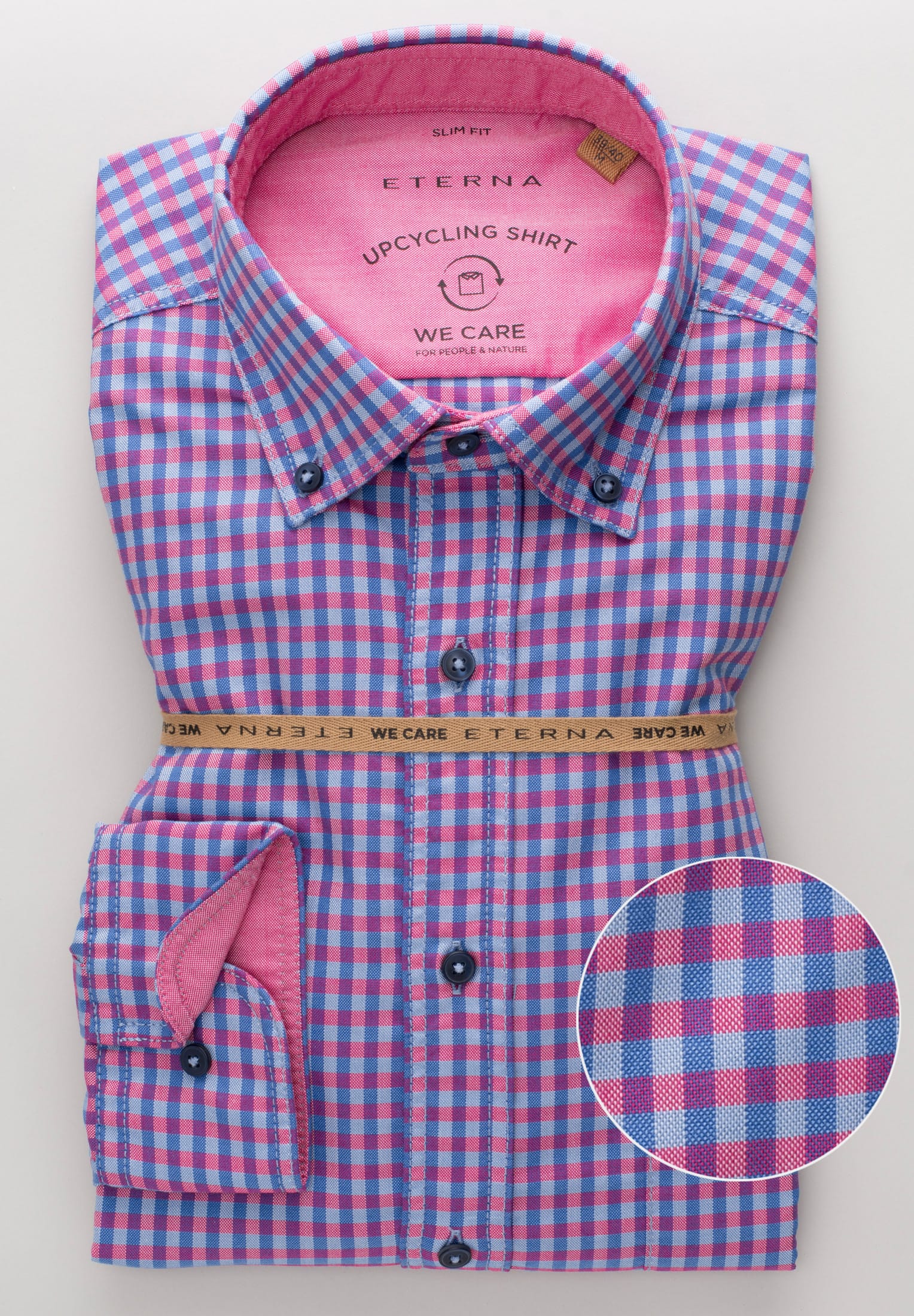 ETERNA SLIM FIT Langarm Hemd - Raspberry Blue Check - 2478-54-MS5B von Eterna
