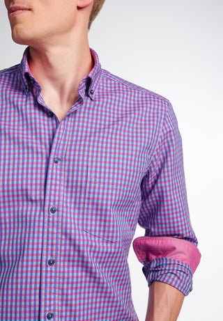 ETERNA SLIM FIT Langarm Hemd - Raspberry Blue Check - 2478-54-MS5B