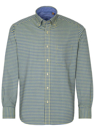 ETERNA REGULAR FIT UPCYCLING Langarm Hemd - Lemon Blue Check - 2478-74-VS5B