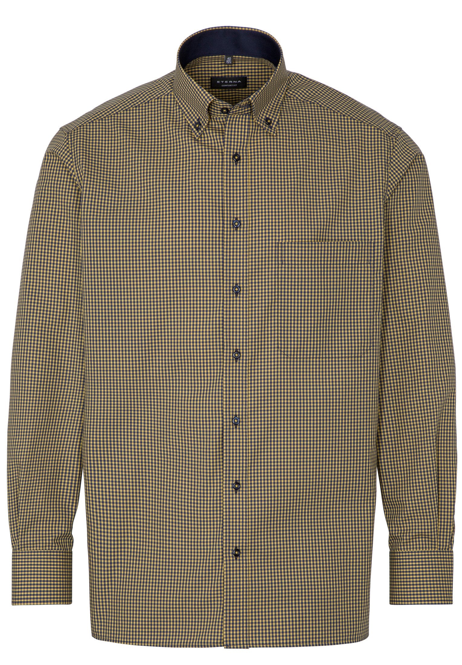 ETERNA COMFORT FIT Hemd - Saffron Navy Checks - 8918-75-E144