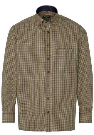 ETERNA COMFORT FIT Hemd - Saffron Navy Checks - 8918-75-E144