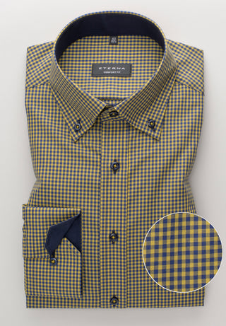 ETERNA COMFORT FIT Hemd - Saffron Navy Checks - 8918-75-E144