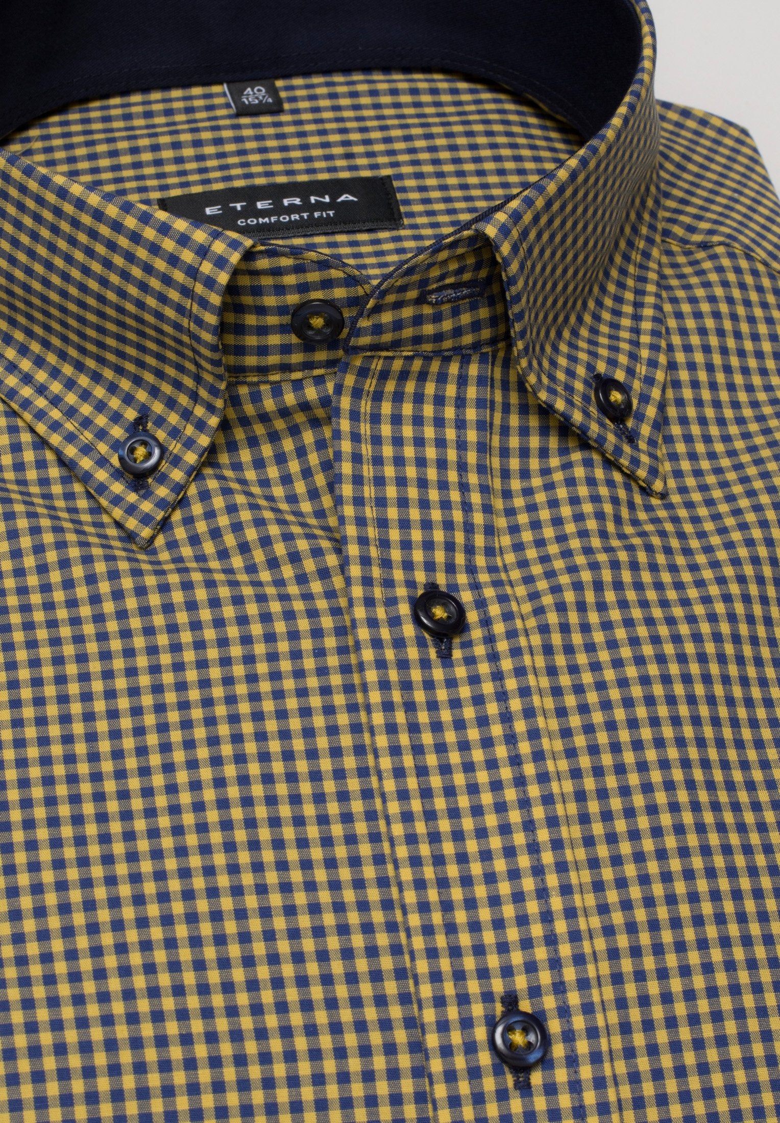 ETERNA COMFORT FIT Hemd - Saffron Navy Checks - 8918-75-E144 von Eterna