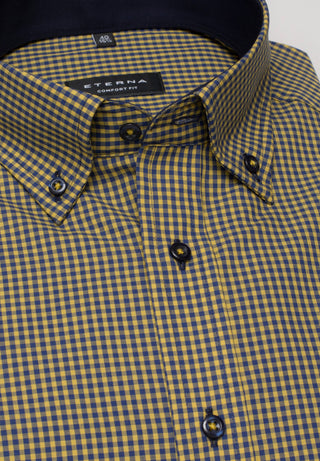 ETERNA COMFORT FIT Hemd - Saffron Navy Checks - 8918-75-E144