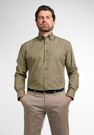 ETERNA COMFORT FIT Hemd - Saffron Navy Checks - 8918-75-E144