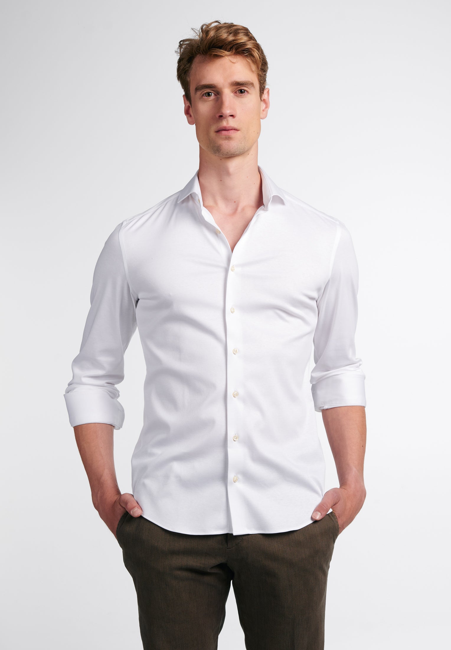 ETERNA 1863 Slim Fit Langarm Hemd - Crisp Ivory Cloud - 2159-00-YS82 von Eterna