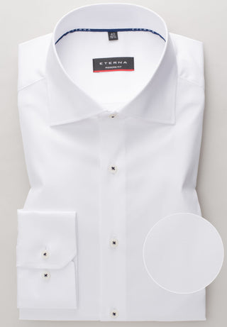 ETERNA MODERN FIT Performance Shirt - Crisp White Twill - 3377-00-X18K