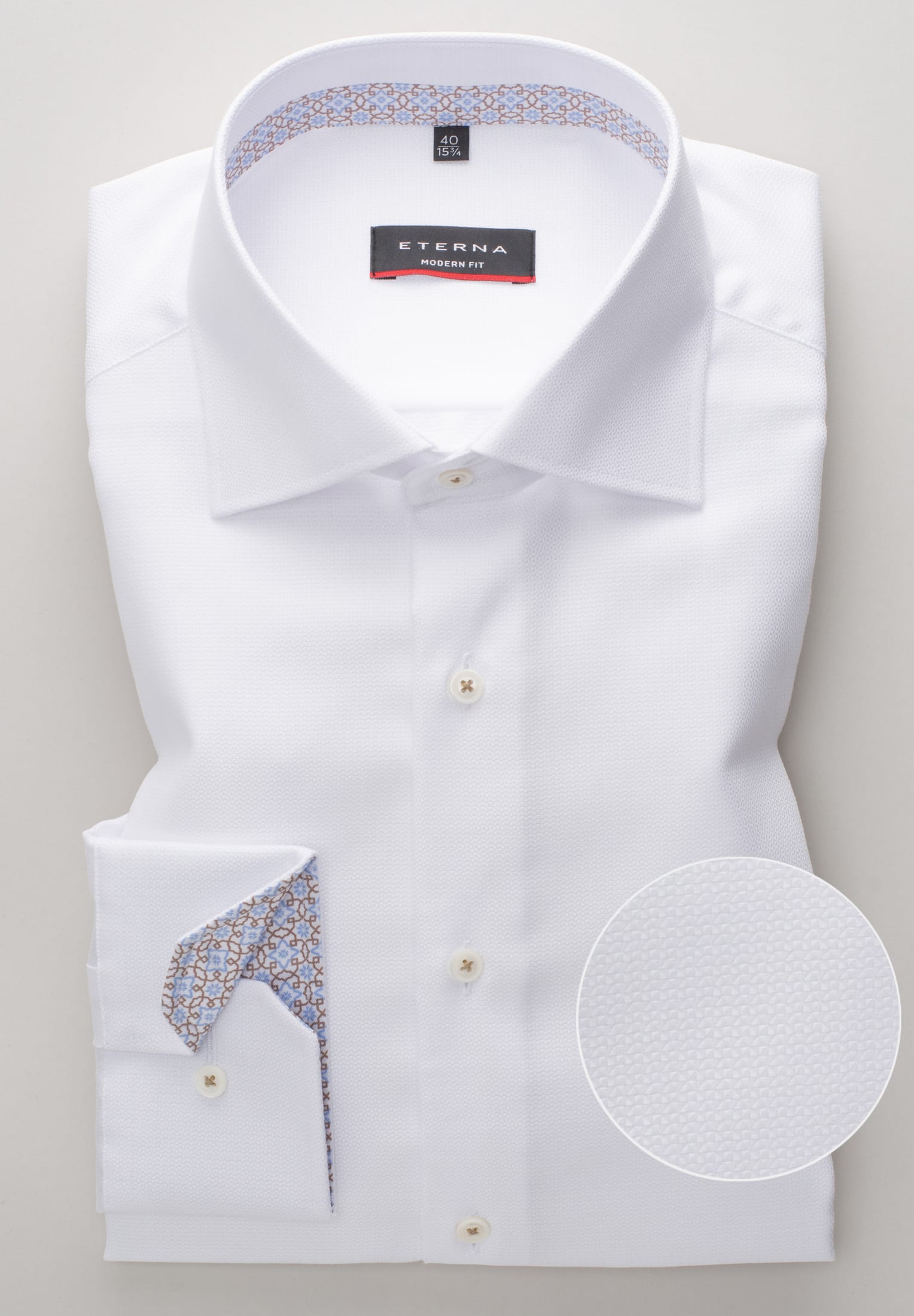 ETERNA MODERN FIT Langarm Hemd - Frosted Pearl White - 3475-00-X94K