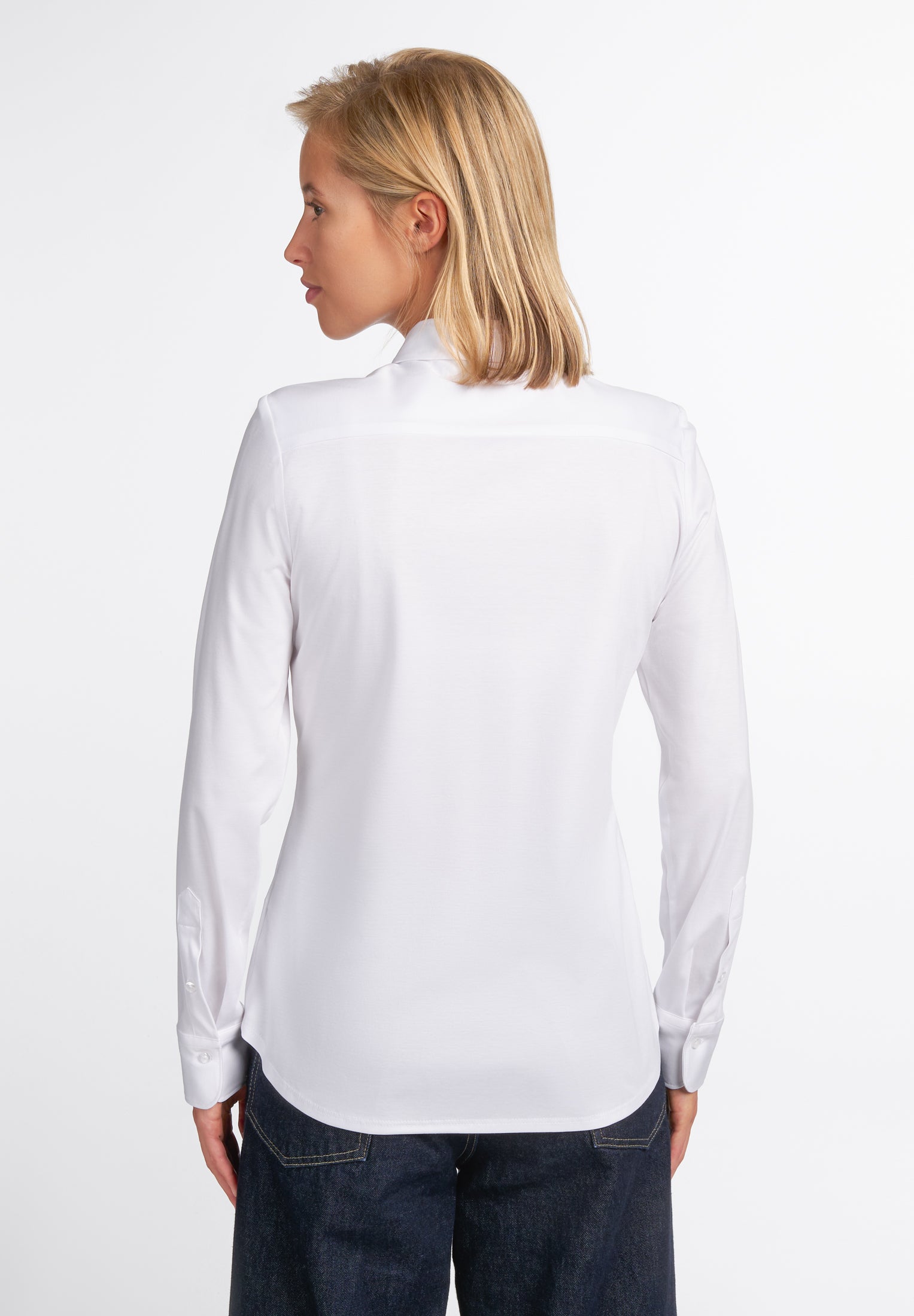ETERNA FITTED Langarm Bluse - Bright Alabaster White - 5158-00-DF05 von Eterna