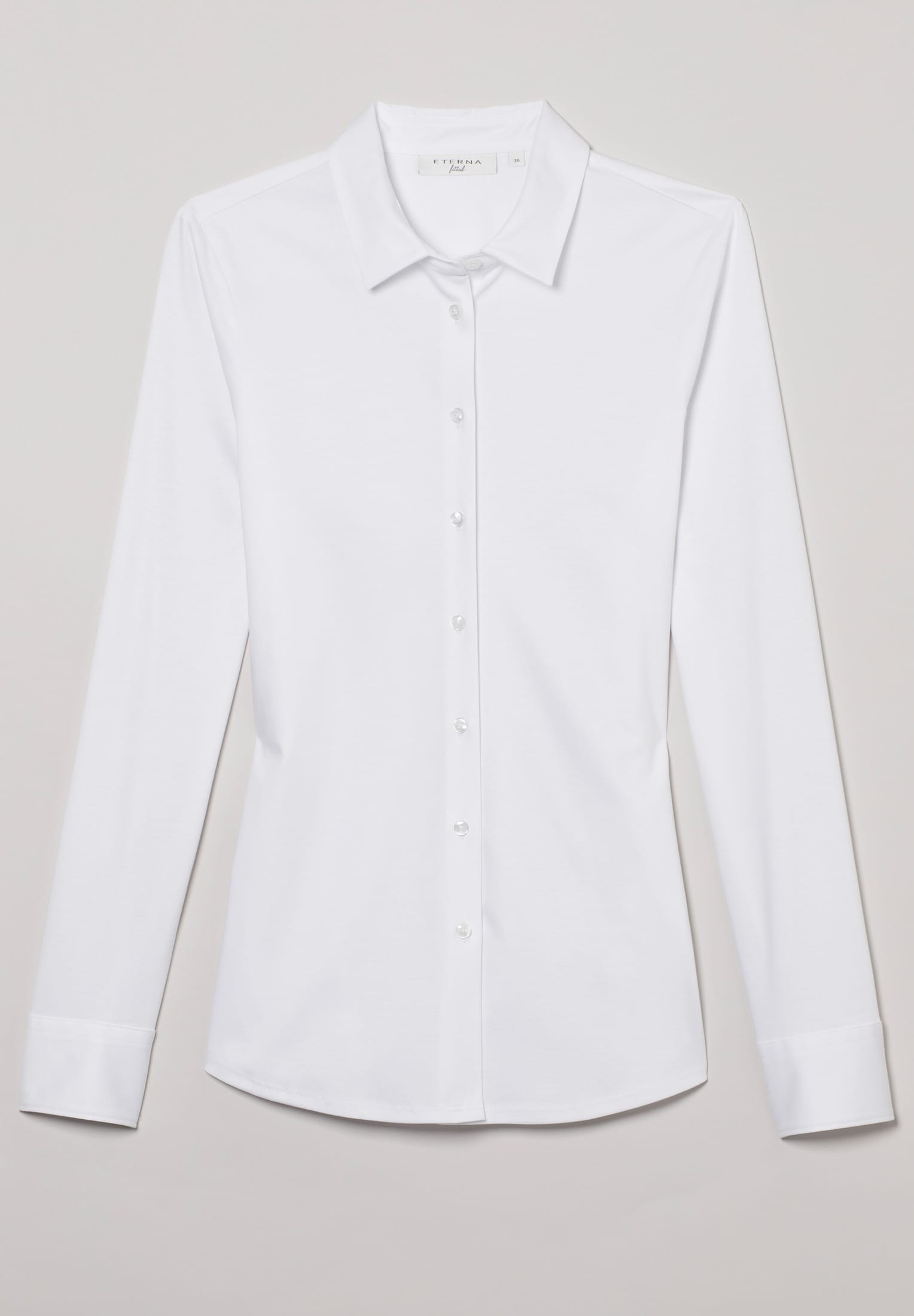 ETERNA FITTED Langarm Bluse - Bright Alabaster White - 5158-00-DF05 von Eterna