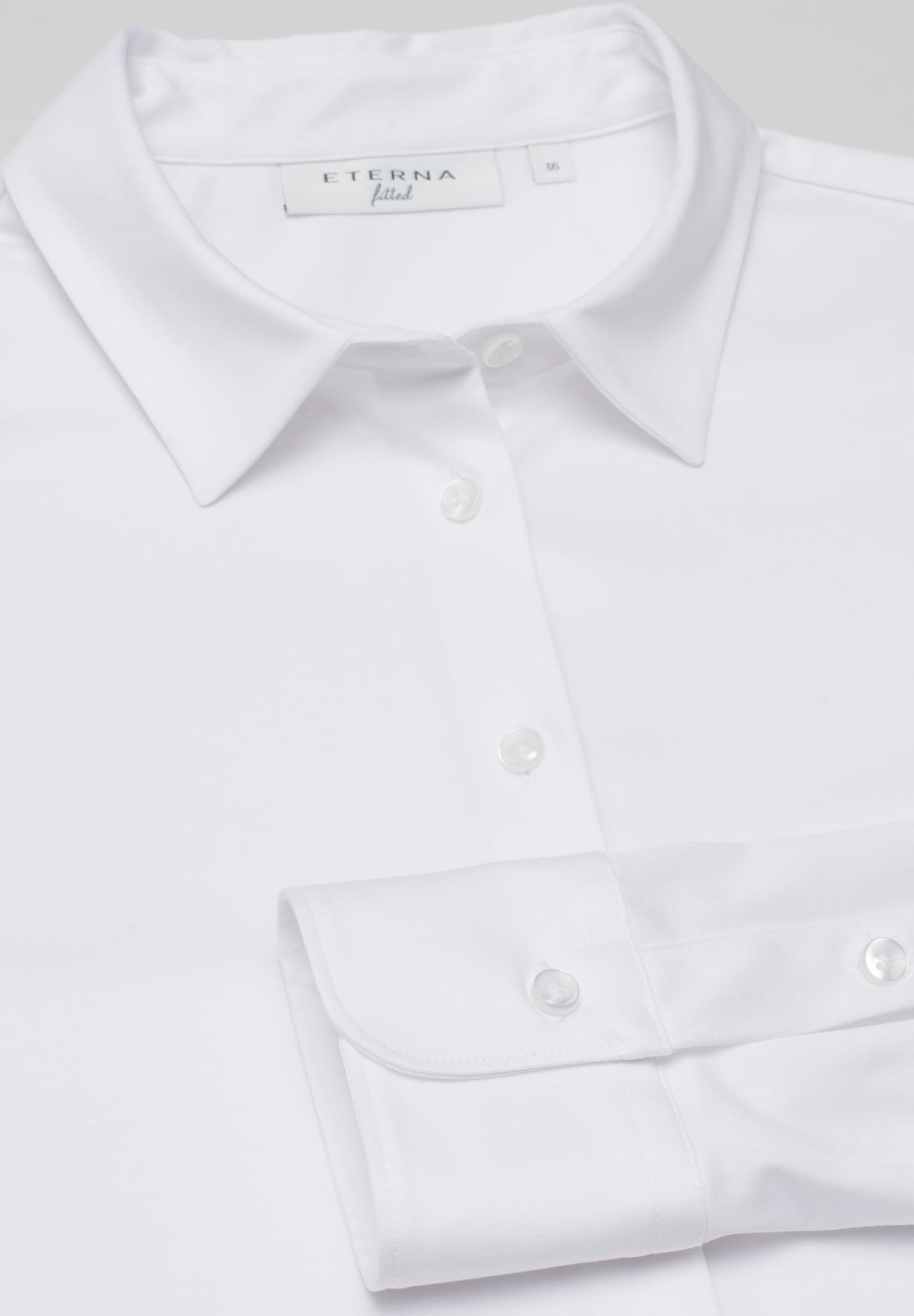 ETERNA FITTED Langarm Bluse - Bright Alabaster White - 5158-00-DF05 von Eterna