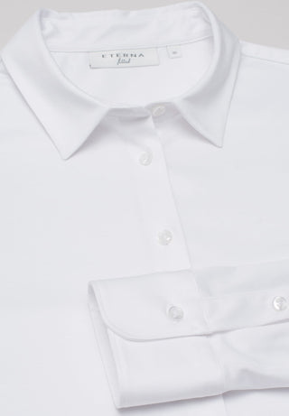 ETERNA FITTED Langarm Bluse - Bright Alabaster White - 5158-00-DF05