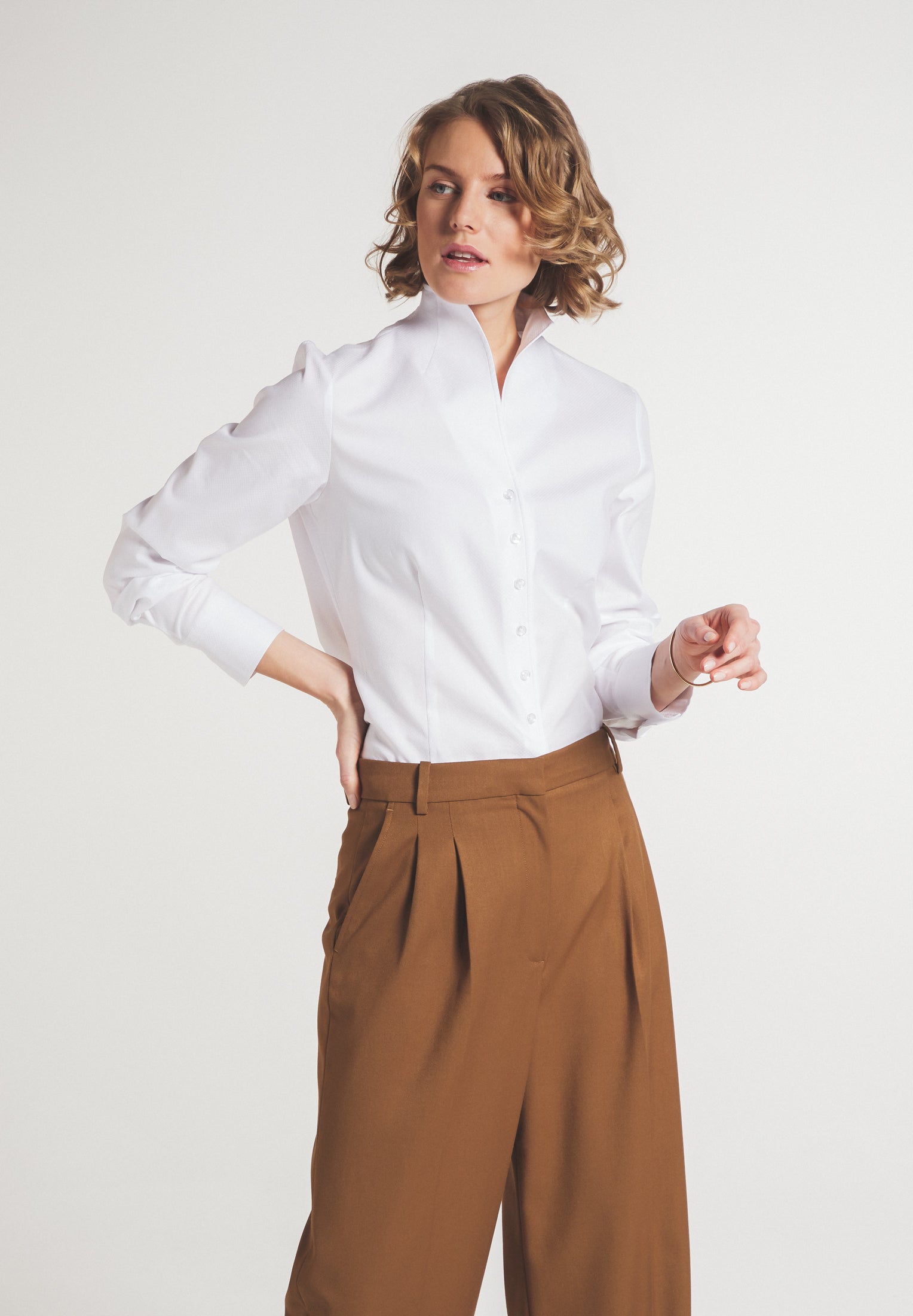 ETERNA CLASSIC FIT Langarm Bluse - Pure Ivory Dot - 7001-00-D775 von Eterna