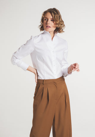 ETERNA CLASSIC FIT Langarm Bluse - Pure Ivory Dot - 7001-00-D775