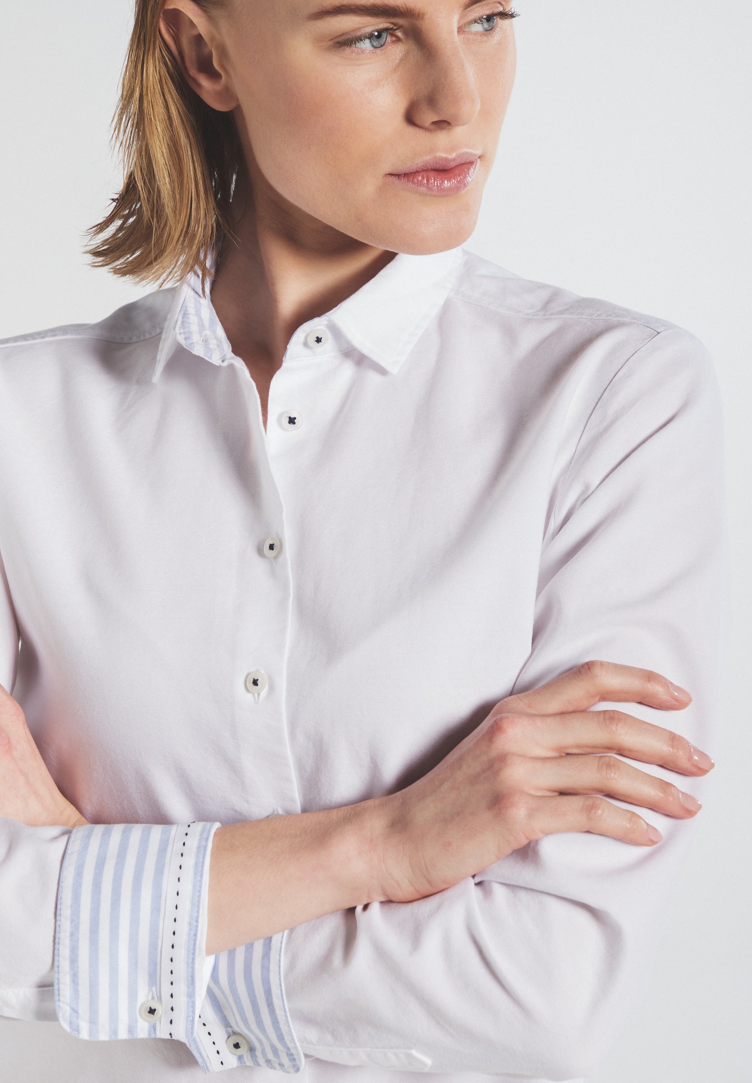 ETERNA CLASSIC FIT Langarm Bluse - Bright Oxford Blue - 5531-02-D935 von Eterna