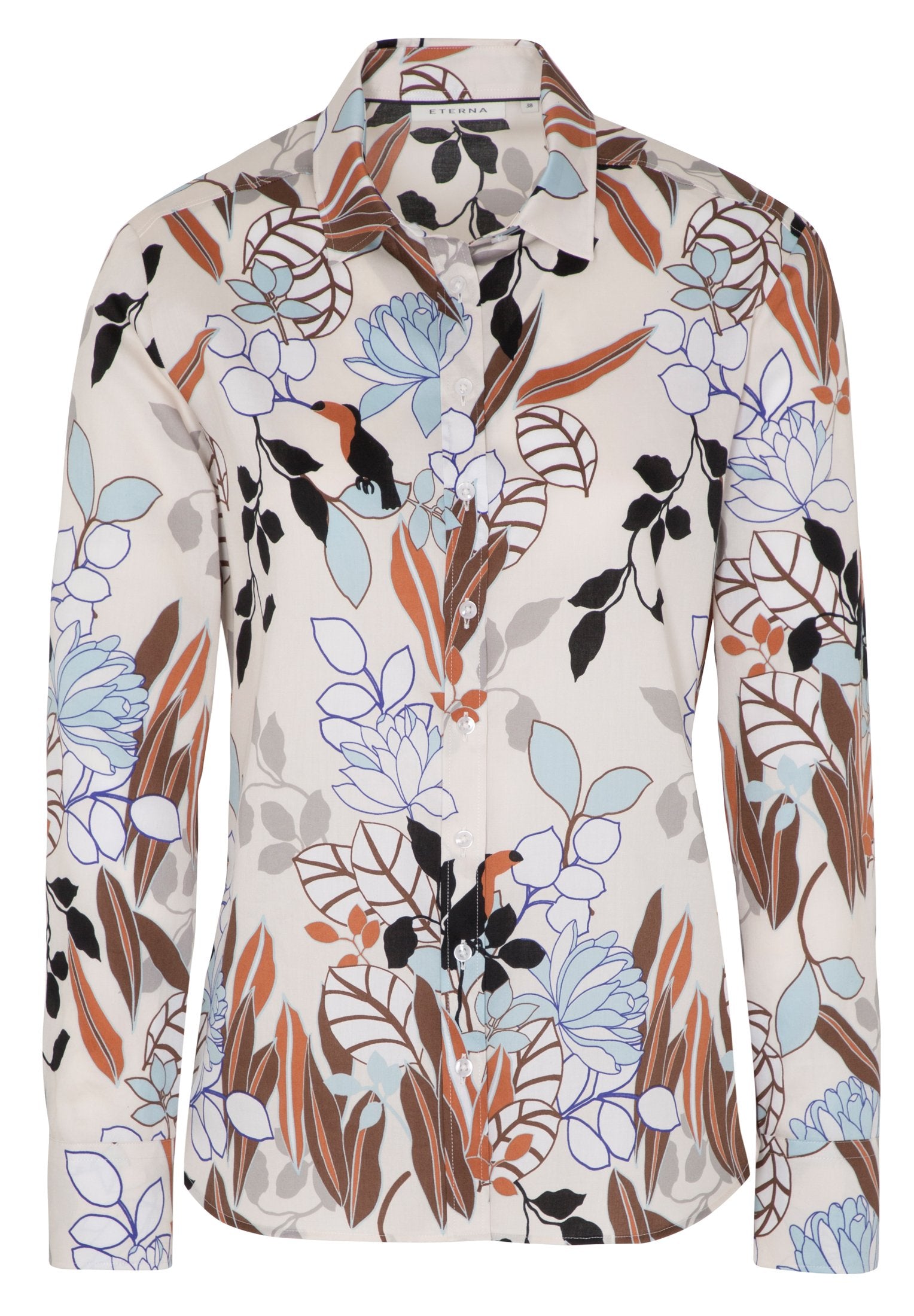 ETERNA CLASSIC FIT Langarm Bluse - Ivory Sky Meadow - 7263-05-D780