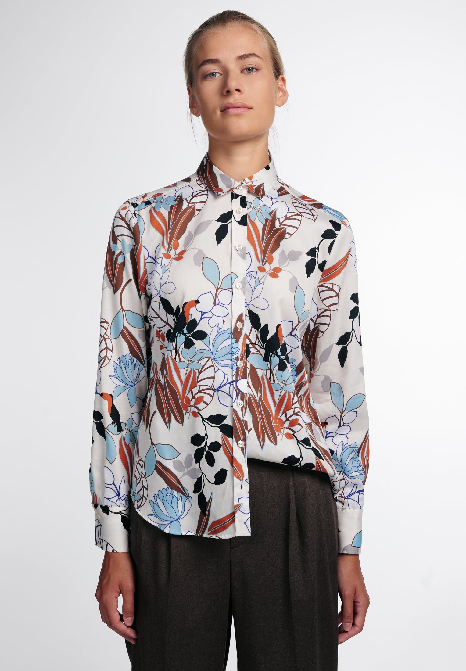 ETERNA CLASSIC FIT Langarm Bluse - Ivory Sky Meadow - 7263-05-D780 von Eterna